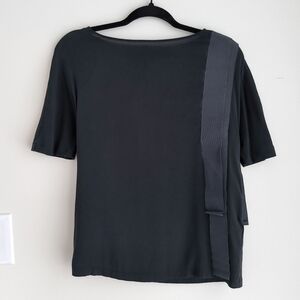 Fabiana Filippi mixed fabric t shirt with asymmetric ribbon accents